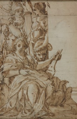 Lot 2018 - Attributed to Taddeo Zuccaro The Virtues of...