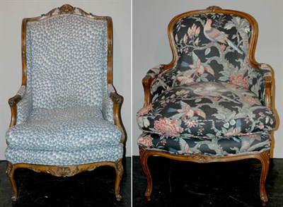 Lot 3499 - Two Louis XV Style Carved Beechwood Bergeres