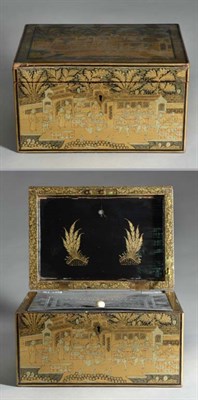Lot 426 - Chinese Export Gilt Decorated Black Lacquered...