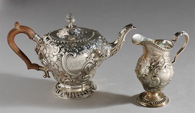 Lot 3358 - Modern English Silver Teapot and Creamer...