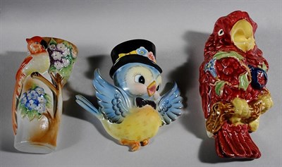 Lot 3463 - Group of Porcelain and Pottery Bird-Form Wall...