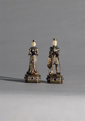 Lot 2259 - Pair of German Gilt Silver, Carved Ivory and...