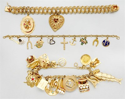 Lot 8B - Three Gold Charm Bracelets