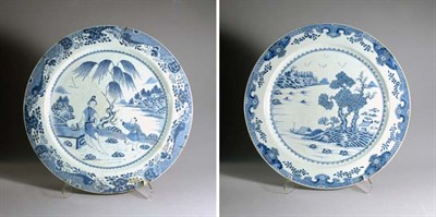 Lot 1430 - Two Chinese Blue and White Porcelain Chargers...