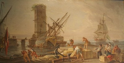 Lot 2106 - Follower of Horace Vernet Harbor Scene with...