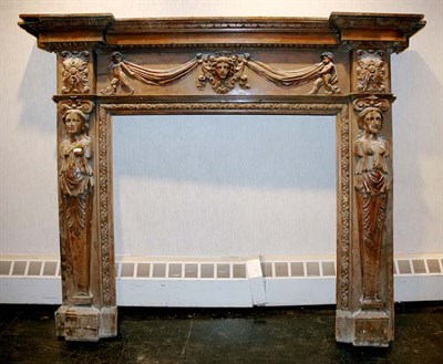 Lot 1189 - Neoclassical Style Carved Fruitwood Fireplace...