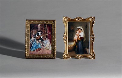 Lot 2135 - Two Framed Continental Porcelain and Enameled...