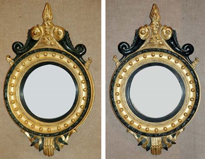 Lot 3492 - Pair of Regency Gilt-Wood and Ebonized Convex...