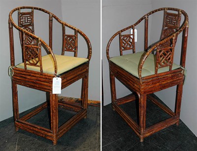 Lot 2359 - Pair of Chinese Export Bamboo Horseshoe Back...