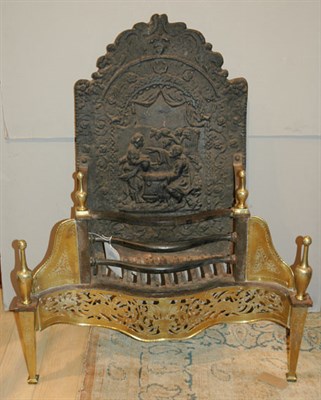 Lot 2231 - George III Brass and Wrought Iron Fire Grate...