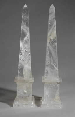 Lot 2161 - Pair of Rock Crystal Obelisks Height 20 3/4...