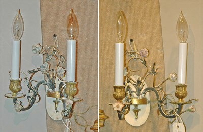 Lot 226 - Pair of Floral Decorated Gilt-Metal and...