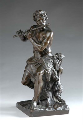 Lot 2276 - Patinated-Bronze Figural Group of Pan and...