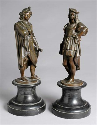 Lot 2156 - Pair of Bronze and Black Marble Historical...