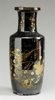 Lot 1390 - Chinese Gilt and Black Glazed Porcelain...