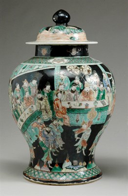 Lot 1389 - Chinese Famille Verte Glazed Porcelain Covered...