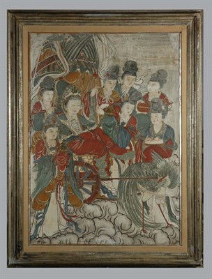 Lot 1193 - Chinese Fresco Panel of a Female Seated on a...