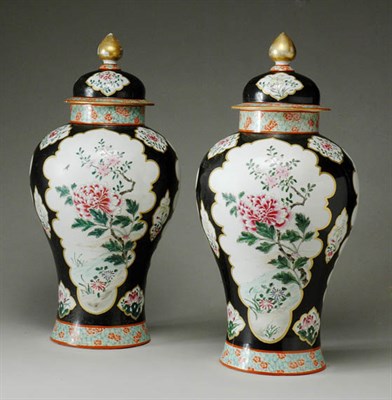 Lot 1407 - Pair of Samson Porcelain Covered Temple Vases...