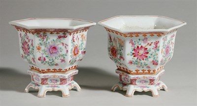 Lot 362 - Pair of Floral Cachepots on Stands