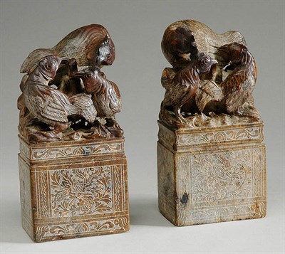 Lot 1132 - Pair of Chinese Soapstone Seals Early 20th...