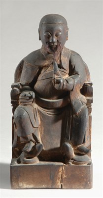 Lot 1241 - Chinese Wood Sculpture of an Official Early...