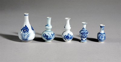 Lot 1298 - Group of Five Chinese Blue and White Glazed...