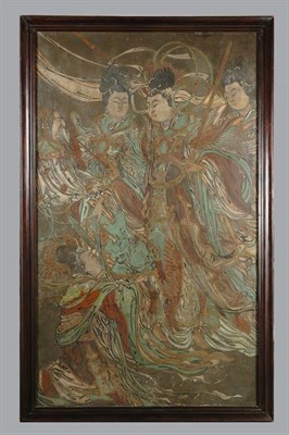 Lot 1172 - Chinese Fresco Panel of Women Song/Ming...