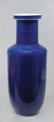 Lot 1346 - Chinese Blue Glazed Porcelain Rouleau Vase...