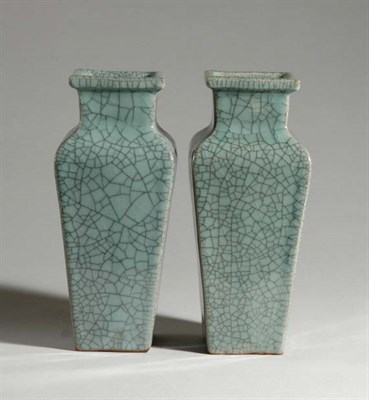 Lot 1406 - Pair of Chinese Celadon Glazed Vases Early...