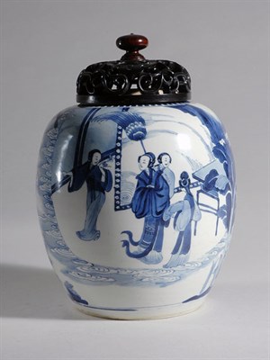 Lot 1405 - Chinese Blue and White Glazed Vase Kangxi...