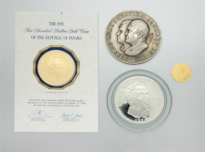 Lot 105 - Group of Franklin Mint Commemorative Gold Coins, Commemorative Silver Coin and Metal Medal