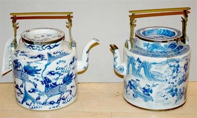 Lot 618 - Two Asian Blue and White Porcelain Teapots...