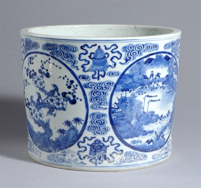 Lot 1290 - Chinese Blue and White Glazed Jardiniere 19th...