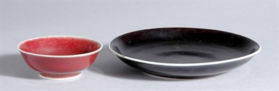 Lot 1236 - Two Chinese Monochrome Glazed Porcelain Dishes...