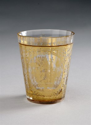 Lot 2146 - German Gilt Decorated Zwischenglass Of faceted...