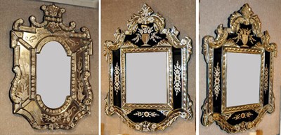 Lot 232 - Three Venetian Mirror Framed Mirrors Including...