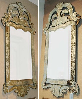 Lot 448 - Pair of Venetian Mirror Framed Mirrors Height...