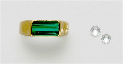 Lot 171 - Gold and Green Stone Ring and Two White Stones