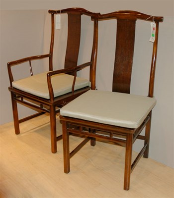 Lot 352 - Set of Eight Asian Style Hardwood Dining...