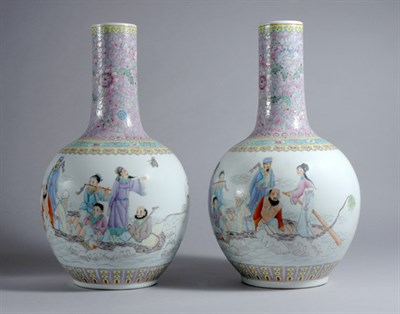 Lot 1121 - Pair of Chinese Famille Rose Porcelain Vases...