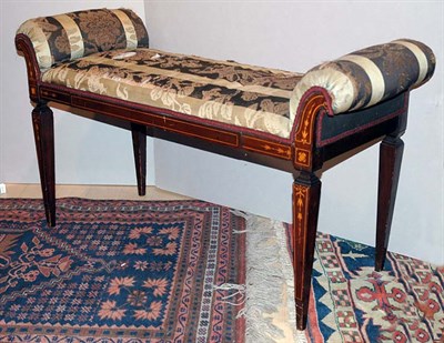 Lot 1112 - Edwardian Inlaid Walnut Upholstered Bench...