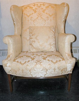 Lot 1161 - Georgian Style Upholstered Mahogany Wing Chair