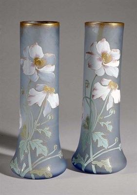 Lot 2393 - Pair of Bohemian Art Nouveau Enameled Glass...