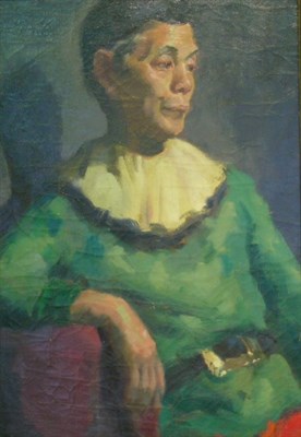 Lot 76A - American School 20th Century Seated Clown Oil...