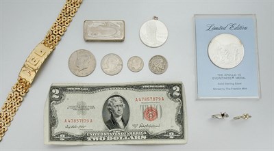Lot 172 - Group of Assorted Coins, Commemorative Silver and Gold Jewelry