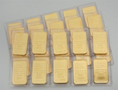 Lot 94B - Thirty 1 Ounce Credit Suisse Gold Bars