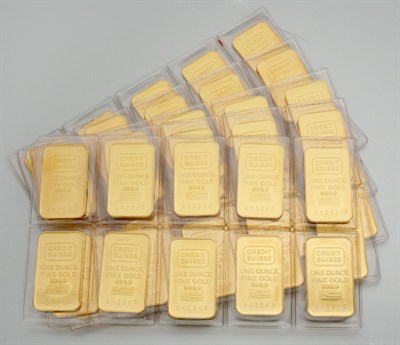 Lot 30 - Fifty 1 Ounce Credit Suisse Gold Bars