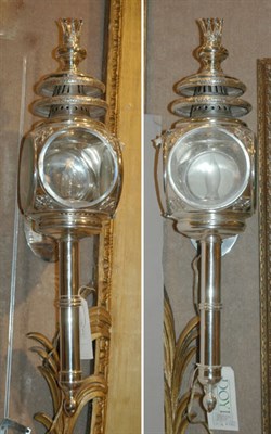Lot 2526 - Pair of Victorian Silver Plated Carriage Lamps...
