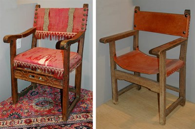 Lot 2177 - Two Continental Baroque Walnut Armchairs Each...