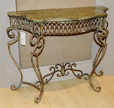 Lot 3397 - Neoclassical Style Marble Top Iron Console...